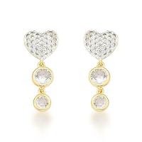 Brinco Coração Com Pingente Dois Pontos De Luz Banhado A Ouro 18k - 1