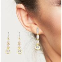 Brinco Médio Festa Com Zirônios Banhado A Ouro 18k - 2