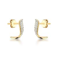 Brincos Elegantes Em J-curve Com Banho De Ouro 18k E Detalhes Em Zircônia - 1