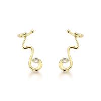 Charme Serpente: Brincos Ondulados Banhados A Ouro 18k Com Zircônia Banhado A Ouro 18k - 1