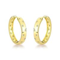 Brincos De Argola Com Zirconias Espalhados - Elegância Em Ouro 18k Banhado - 1