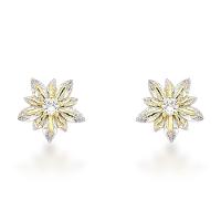 Brincos Com Pedras De Zircônia Flor Banhado A Ouro 18k - 1