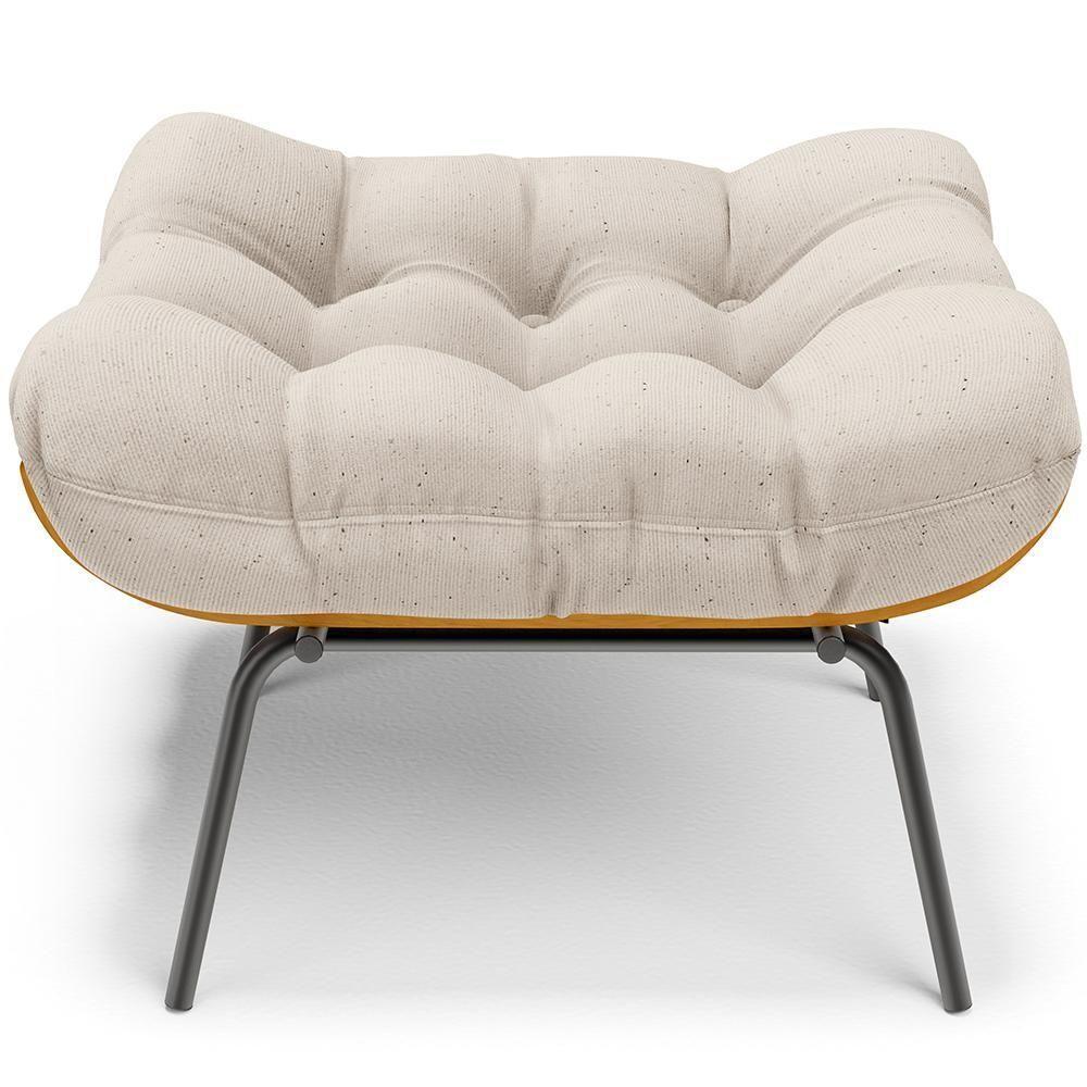 Puff Decorativo Sala De Estar Costela L02 Linho Cru - Lyam Decor - 5