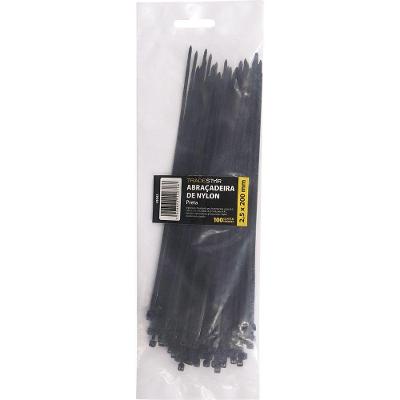 Abraçadeira Nylon Enforca Gato 3,6x250mm 100 Un Tradestar Preto