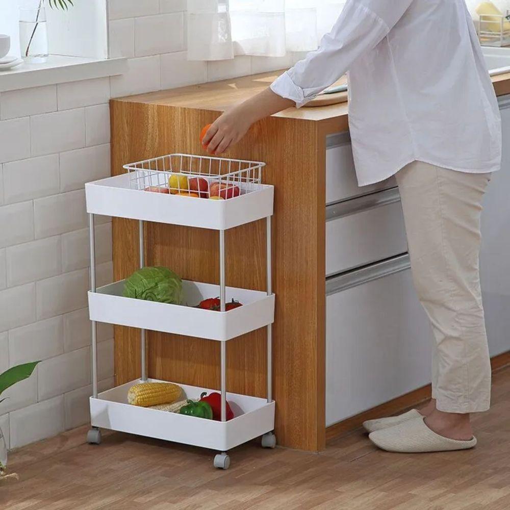 Prateleira Multiuso 3 Andares Com Rodinhas Organize Com Facilidade Cinza - 7