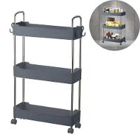 Prateleira Multiuso 3 Andares Com Rodinhas Organize Com Facilidade Cinza - 2