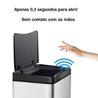 Lixeira Automática Retangular 50l Com Sensor Prática E Moderna Cor:aço Inox - 2