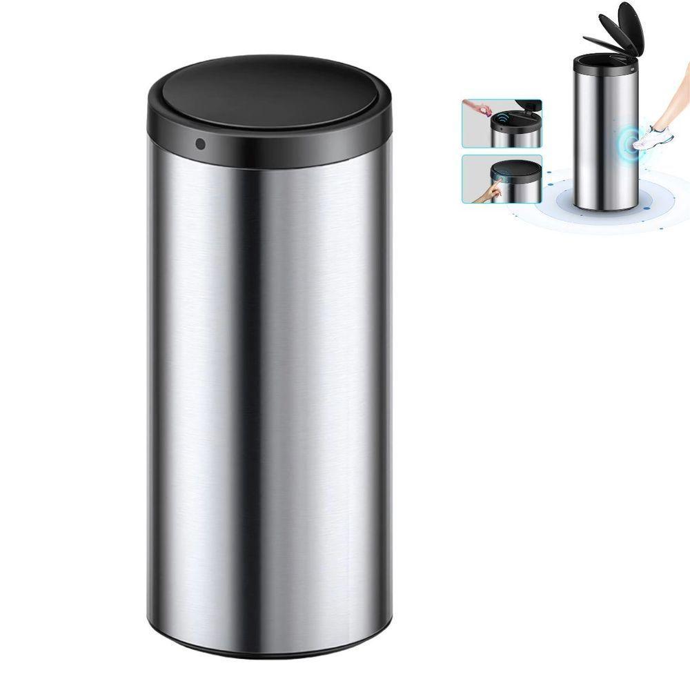 Lixeira Automática Redonda 50l Com Sensor Prática E Moderna Cor:aço Inox - 2