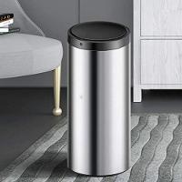 Lixeira Automática Redonda 50l Com Sensor Prática E Moderna Cor:aço Inox - 1