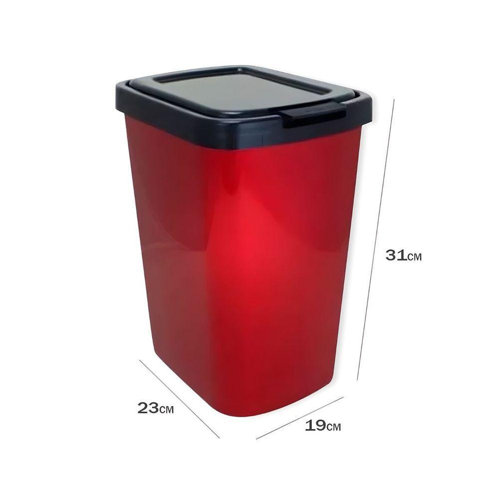 Lixeira Cesto 9 Litros Com Tampa Click Label Praticidade E Estilo Em Tom Metalizado Vermelho Metalizado - 5