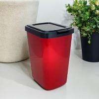 Lixeira Cesto 9 Litros Com Tampa Click Label Praticidade E Estilo Em Tom Metalizado Vermelho Metalizado - 1