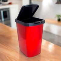 Lixeira Cesto 9 Litros Com Tampa Click Label Praticidade E Estilo Em Tom Metalizado Vermelho Metalizado - 6