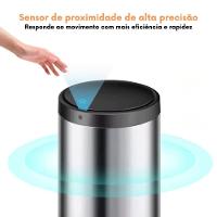 Lixeira Automática Redonda 50l Com Sensor Prática E Moderna Branca - 3