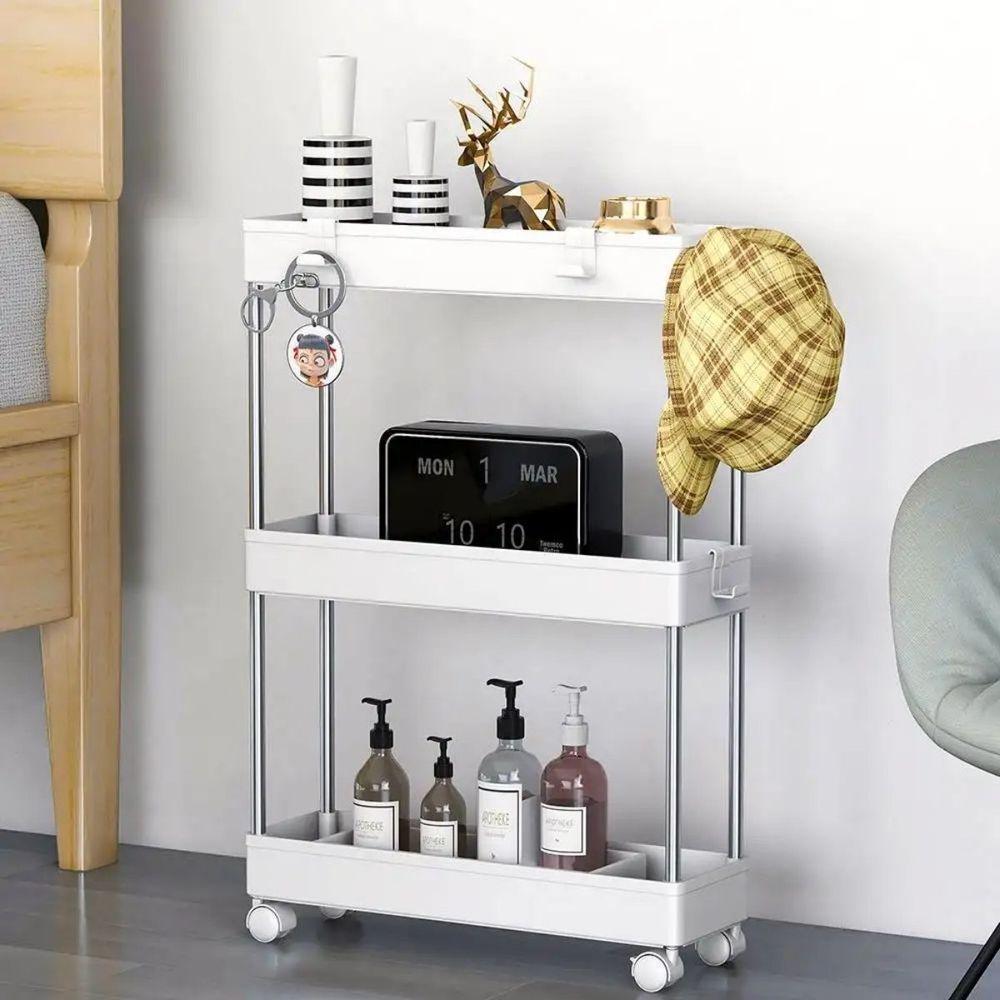 Prateleira Multiuso 3 Andares Com Rodinhas Organize Com Facilidade Branca - 1