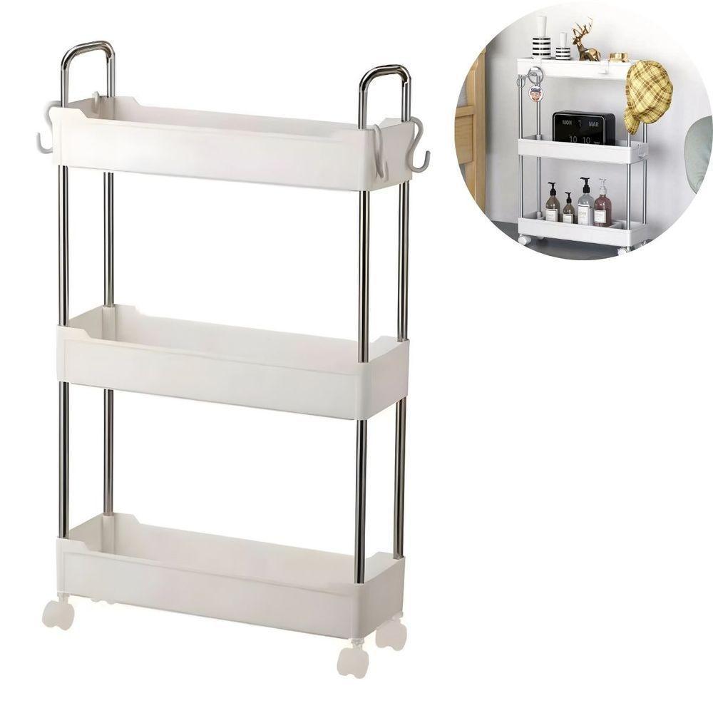 Prateleira Multiuso 3 Andares Com Rodinhas Organize Com Facilidade Branca - 2