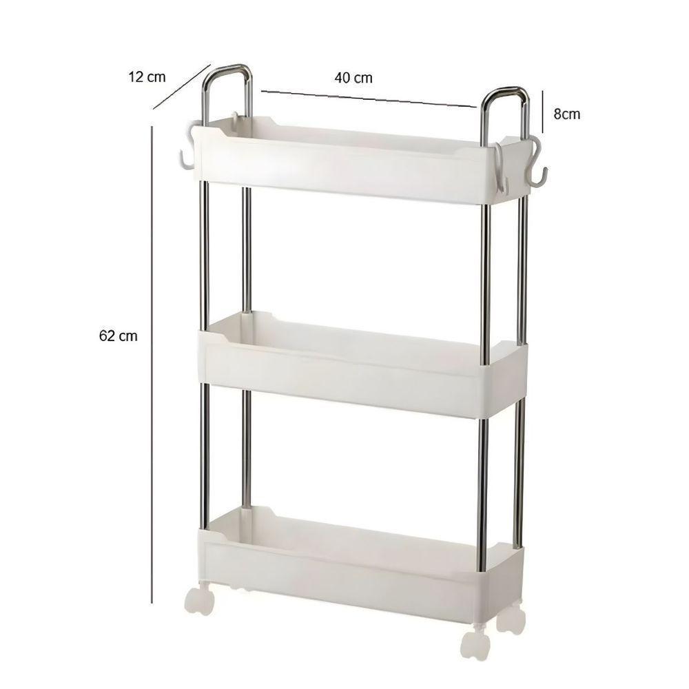 Prateleira Multiuso 3 Andares Com Rodinhas Organize Com Facilidade Branca - 3