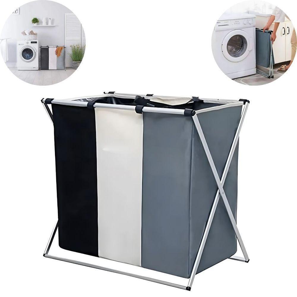 Cesto De Roupas Multiuso Com 3 Compartimentos Versátil E Prático - 1