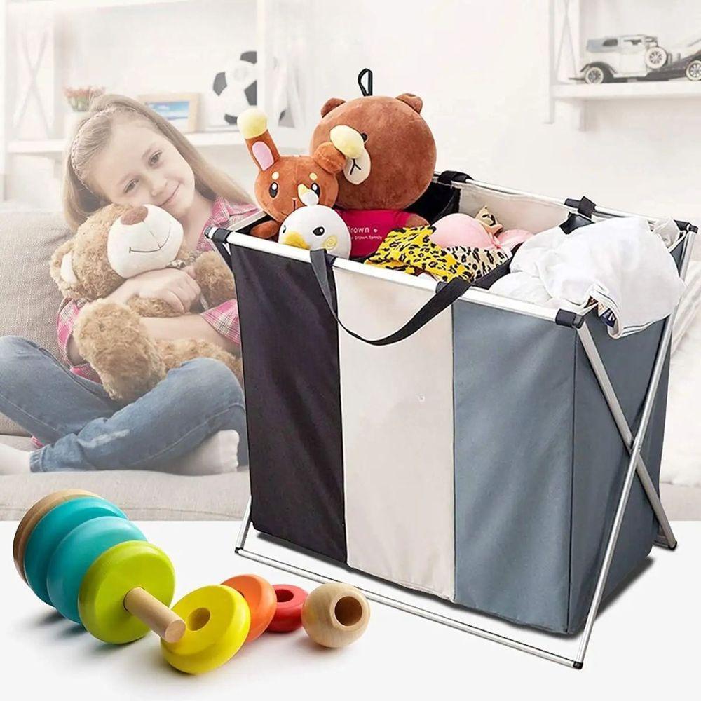 Cesto De Roupas Multiuso Com 3 Compartimentos Versátil E Prático - 3