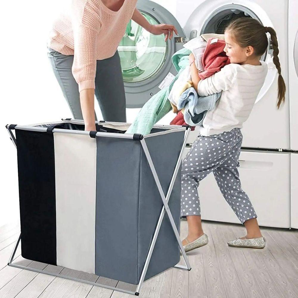 Cesto De Roupas Multiuso Com 3 Compartimentos Versátil E Prático - 6