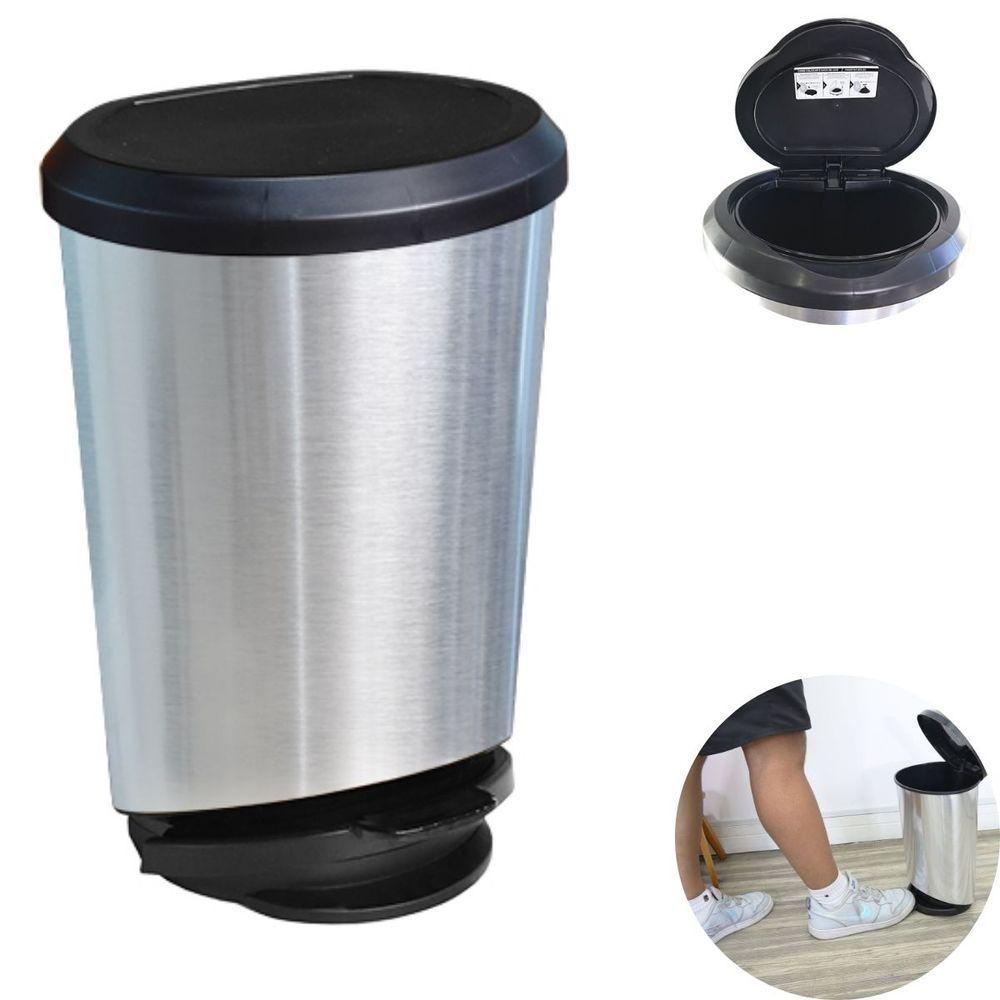 Lixeira Com Pedal Label Prata 10 Litros Para Vários Ambientes - 8