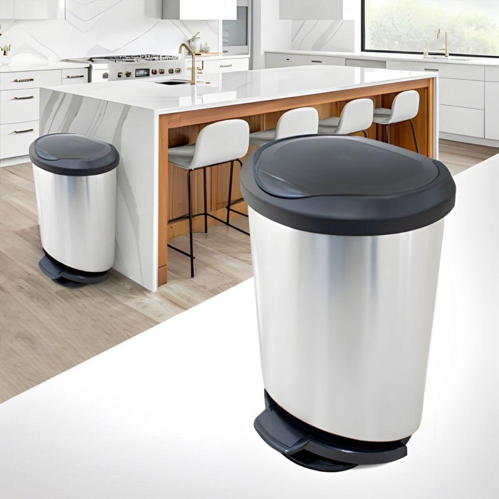 Lixeira Com Pedal Label Prata 10 Litros Para Vários Ambientes - 9