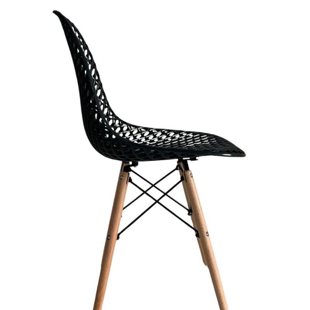 Mesa Jantar Retangular Eiffel 120 X 90cm Preta + 4 Cadeiras Eames Eiffel Furadinha Preta - 5