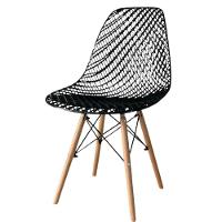 Mesa Jantar Retangular Eiffel 120 X 90cm Preta + 4 Cadeiras Eames Eiffel Furadinha Preta - 2