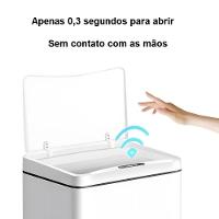 Lixeira Automática Retangular 50l Com Sensor Prática E Moderna Branca - 2