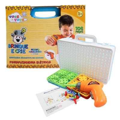 Kit Ferramenta Infantil Com Parafusadeira 106 Peças