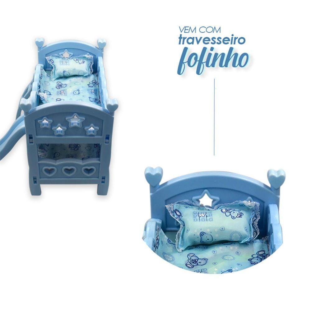 Brinquedo Berço De Boneca Com Escorregador Modelo Beliche Azul - 2