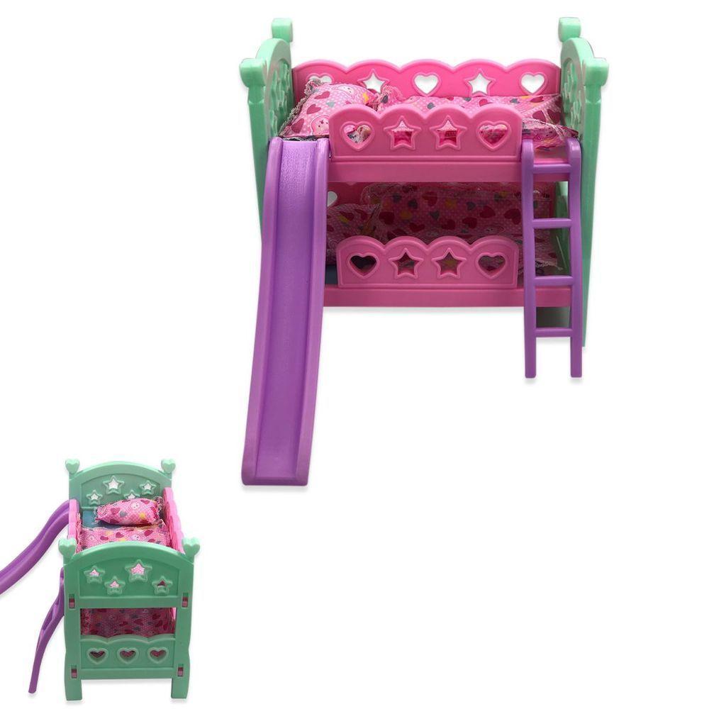 Brinquedo Berço De Boneca Com Escorregador Modelo Beliche Rosa - 1