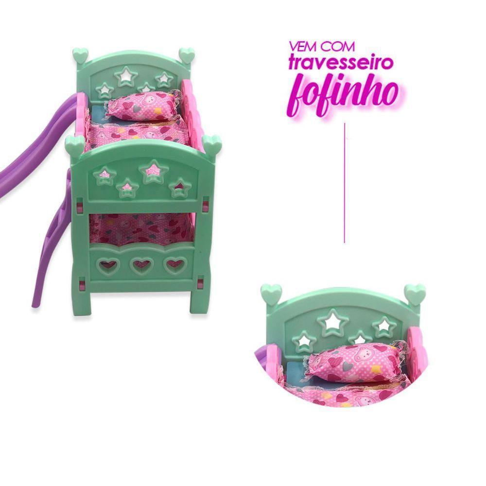 Brinquedo Berço De Boneca Com Escorregador Modelo Beliche Rosa - 4