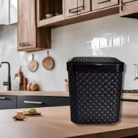 Lixeira De Pia Rattan 5l Com Tampa Preta Design Compacto E Funcional - 6