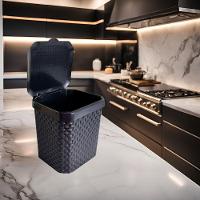 Lixeira De Pia Rattan 5l Com Tampa Preta Design Compacto E Funcional - 9