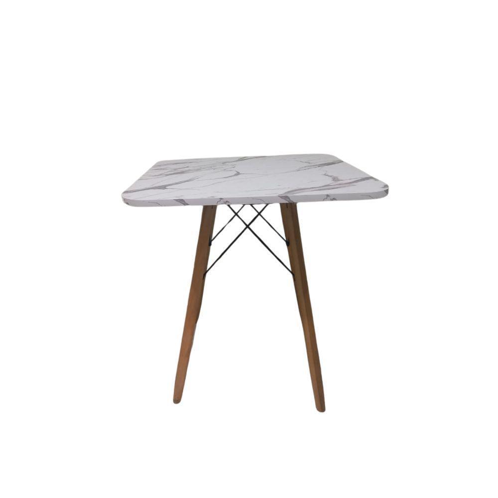 Mesa De Jantar Quadrada Eames Eiffel 70 Cm Borda Arredondada - Estilo Granito - 1