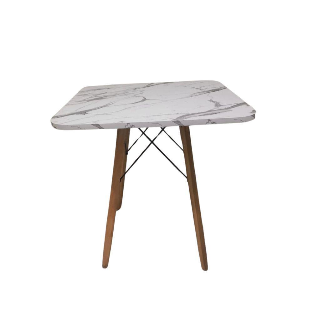 Mesa De Jantar Quadrada Eames Eiffel 90 Cm Borda Arredondada - Estilo Granito - 1