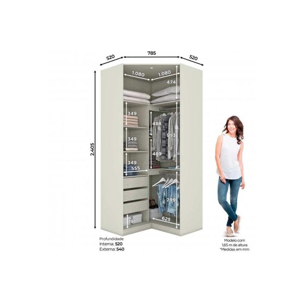 Modulado de Quarto Seletto 6 Peças (1 Ponte + 1 Closet + 2 G Roupas + 2 Complementos) QMH06 Areia - Henn - 2