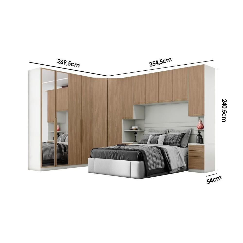 Modulado de Quarto Seletto 6 Peças (1 Ponte + 1 Closet + 2 G Roupas + 2 Complementos) QMH06 Areia - Henn - 7