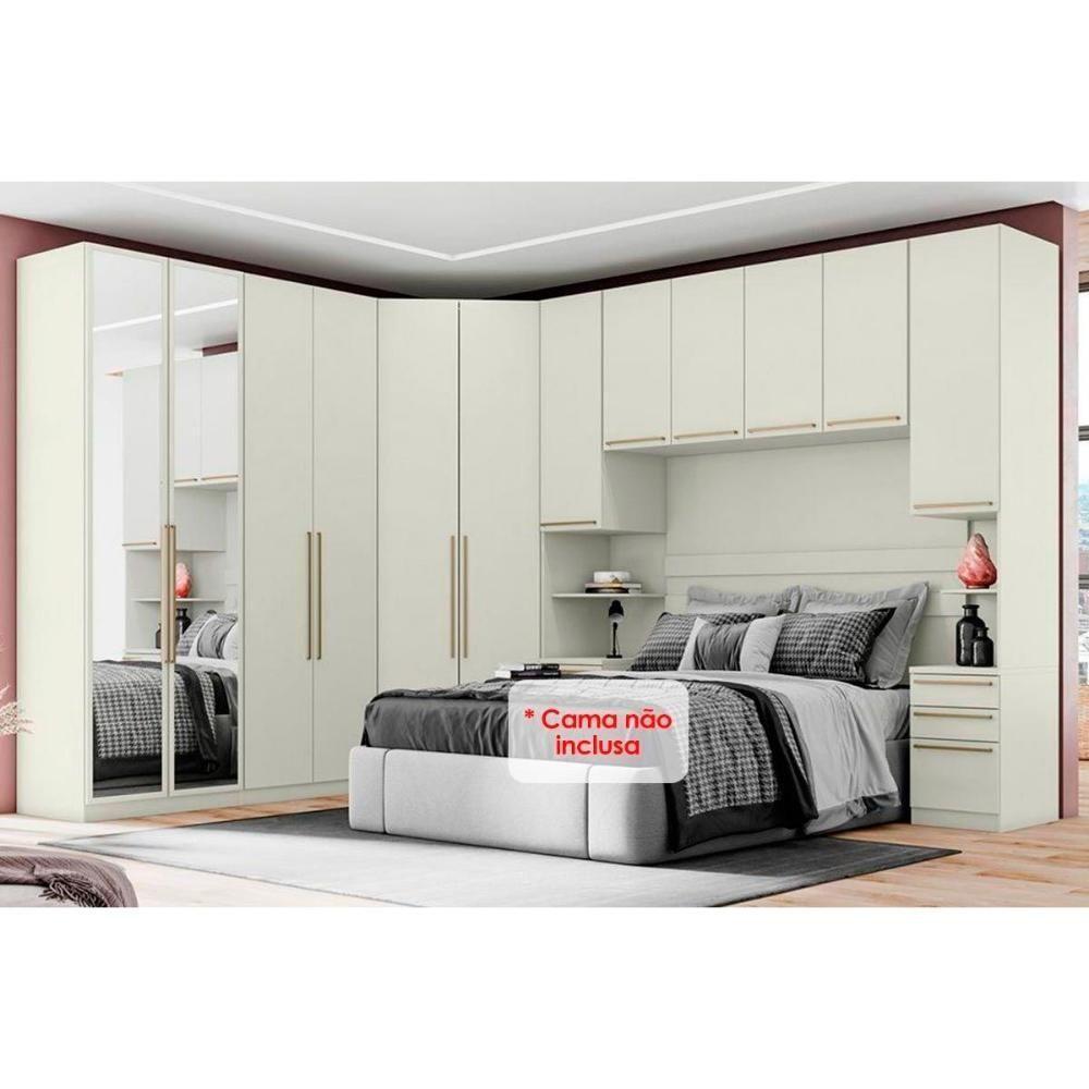 Modulado de Quarto Seletto 6 Peças (1 Ponte + 1 Closet + 2 G Roupas + 2 Complementos) QMH06 Areia - Henn - 9