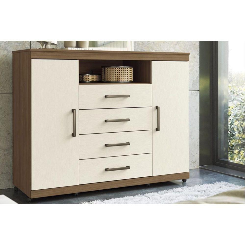 Cômoda de Quarto Master c/ 2 Portas 1 Nicho e 4 Gavetas c/ Rodízio jatoba/Areia - Santos Andirá - 1