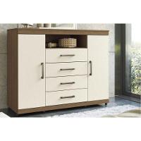 Cômoda de Quarto Master c/ 2 Portas 1 Nicho e 4 Gavetas c/ Rodízio jatoba/Areia - Santos Andirá - 1