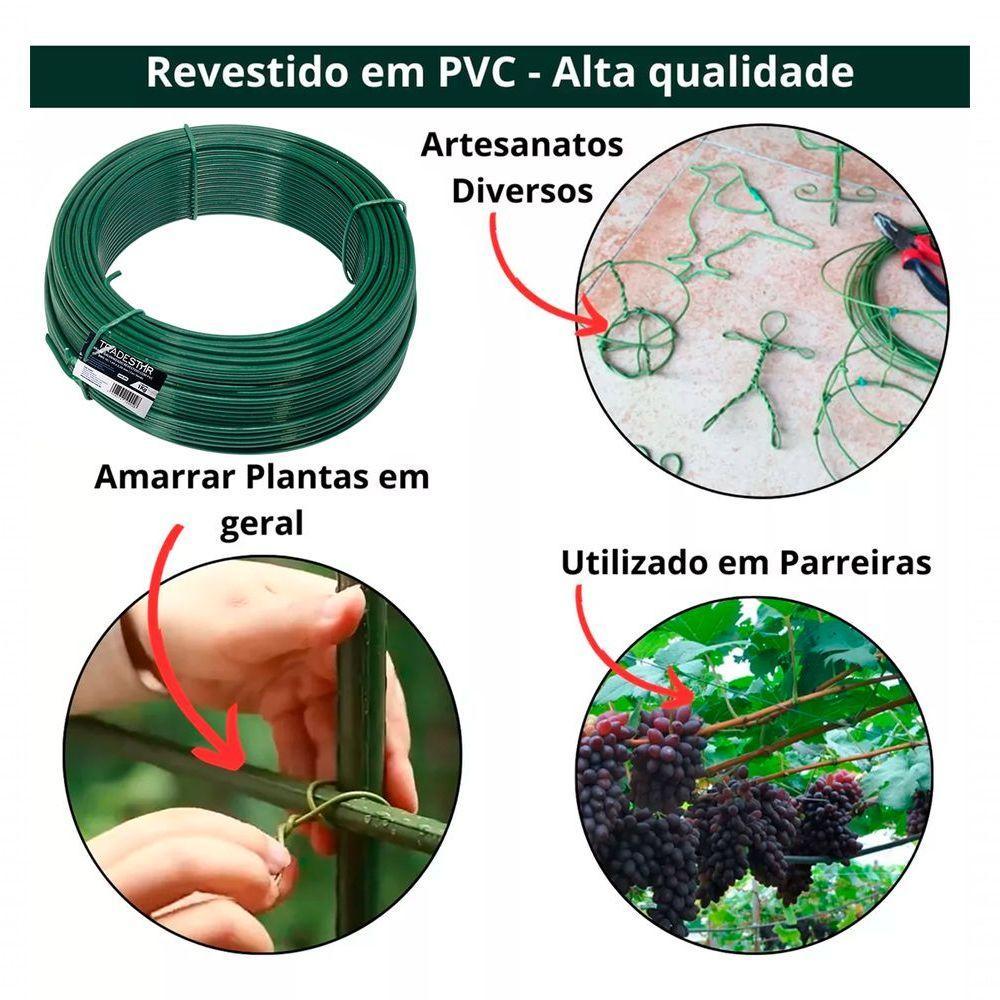 Kit C/ 25 Arame P/ Tela Revestido Pvc 1kg Verde Bwg16 1,65mm - 8