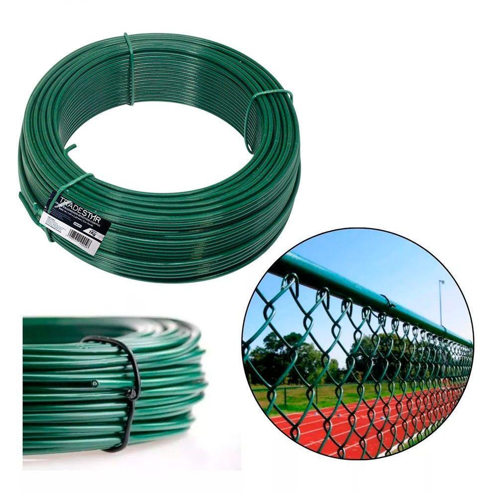 Kit C/ 10 Arame P/ Tela Revestido Pvc 1kg Verde Bwg16 1,65mm - 7