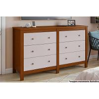 Cômoda de Quarto Horizontal Maggiore c/ 6 Gavetas Frassino/Off White - Lopas - 1