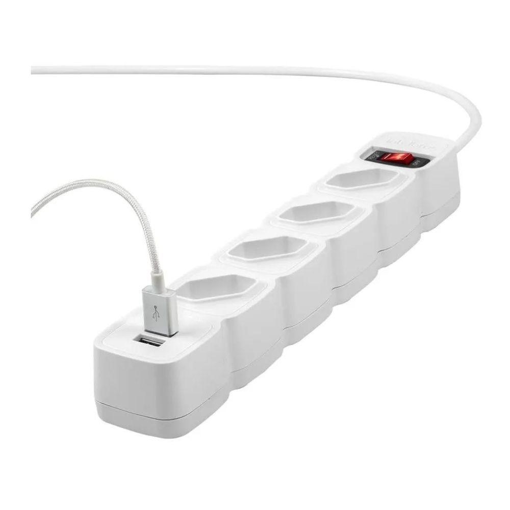 Protetor Eletronico Intelbras Epe204 4 Tomadas 2 Usb Cabo De 3m Branco - 4