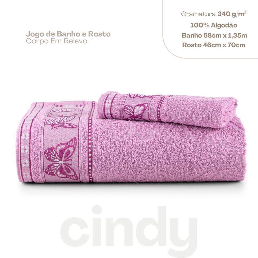 Jogo De Toalhas 01 Banho E 01 Rosto Cindy Rosa - 4