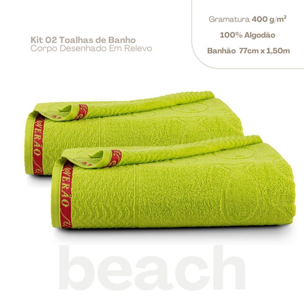 Jogo De 02 Toalhas De Banho Beach Verde - 4