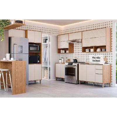 Cozinha Completa Esplêndida 7 Peças (4Aéreos+2Balcões+1TorreQuente) C7P183 Freijo/Off White - MGM