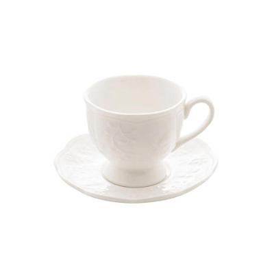 Xícara Para Café Com Pires Em Porcelana Butterfly Flower 100ml Lyor