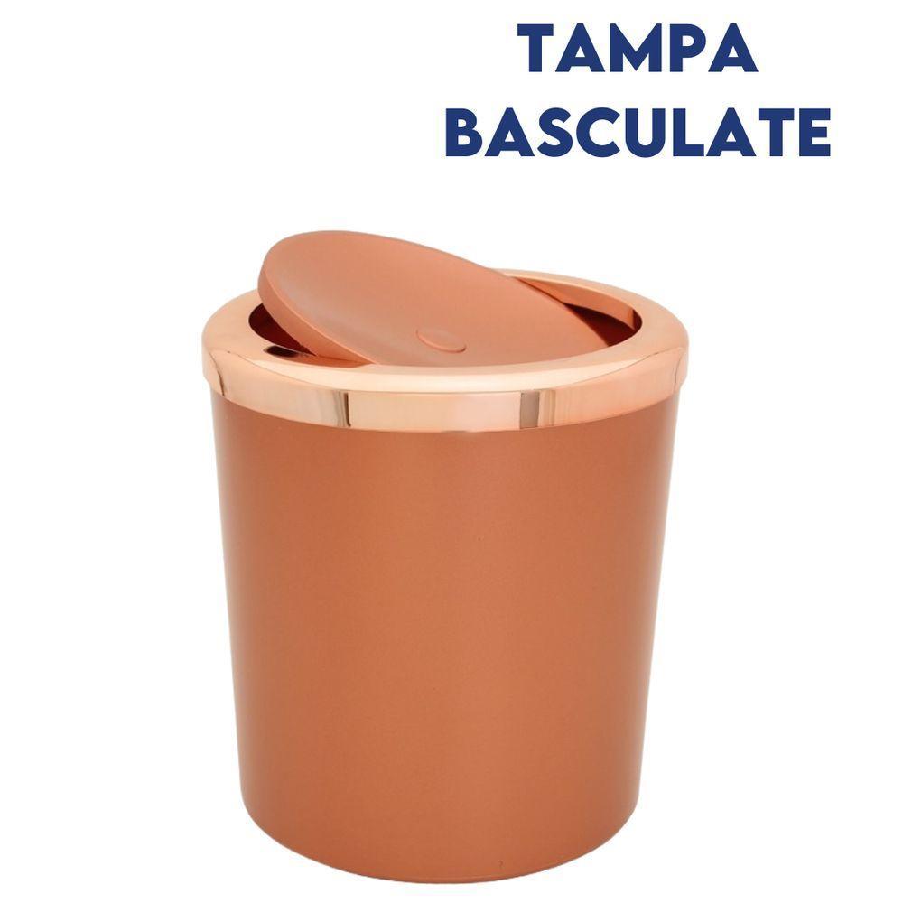 Lixeira Com Tampa Basculante Para Banheiro Cozinha 5litros Haus Rose - 4